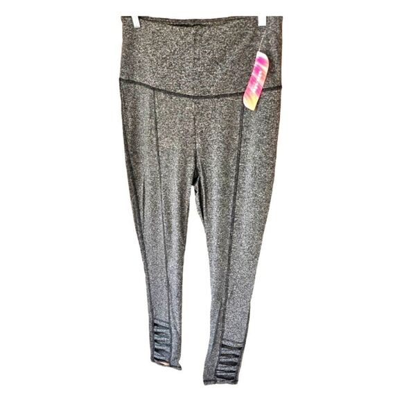 NWT SHOSHO SPORT Women's Charcoal Gray X pattern Full length Leggings Size XL - Picture 3 of 9